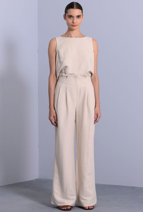 Calça Aubin com Pregas no Cós areia