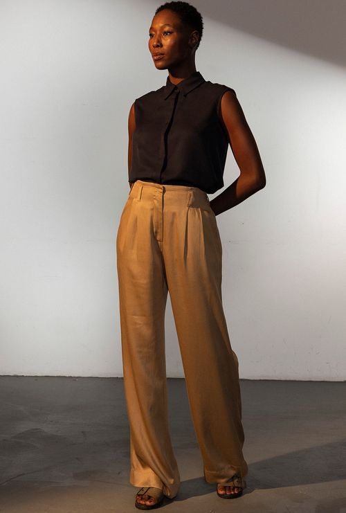 Calça pantalona Rusty bege