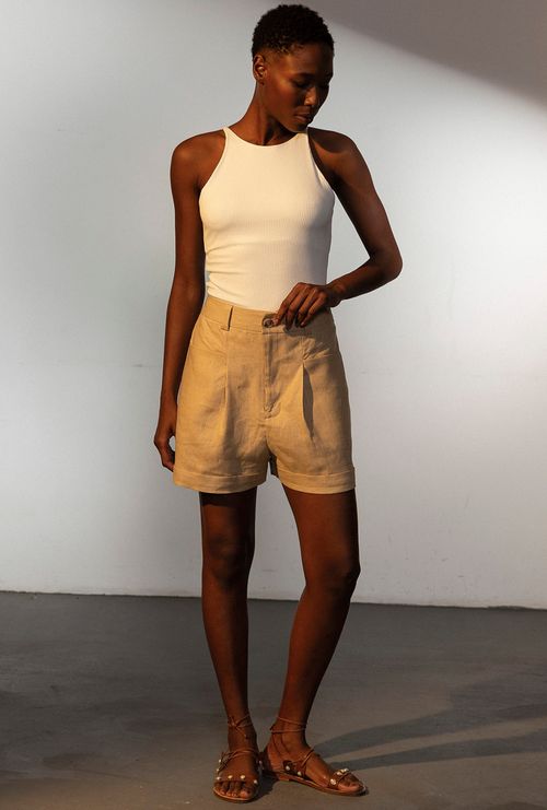 Regata Cassena Canelada Decote Nadador Off White