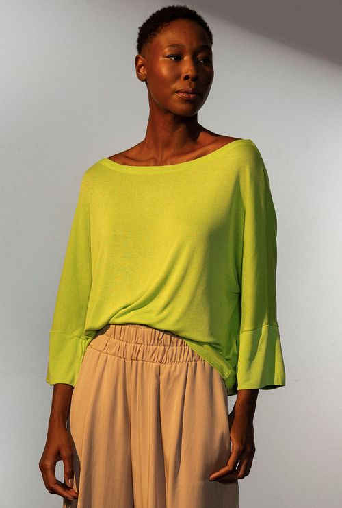 Blusa Organi Malha Tricot Certificado Verde Limão