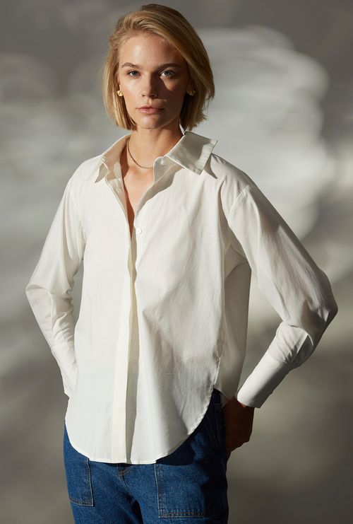 Camisa Antigua Detalhe de Couro Branca