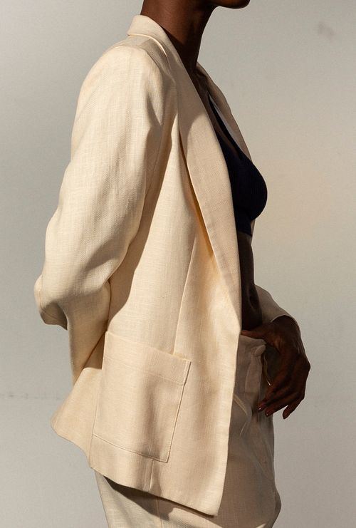 Blazer Aguiera Gola Smoking Vanila