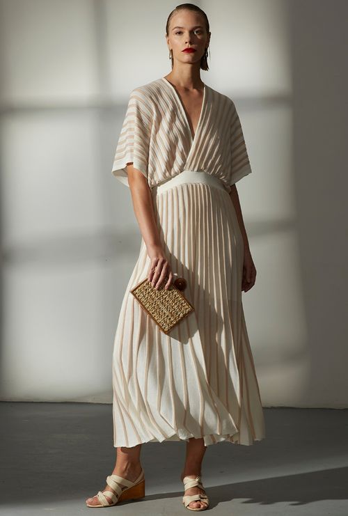 Vestido Antilhas Listra Areia