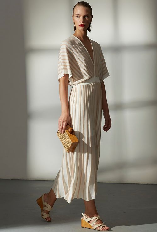 Vestido Antilhas Listra Areia