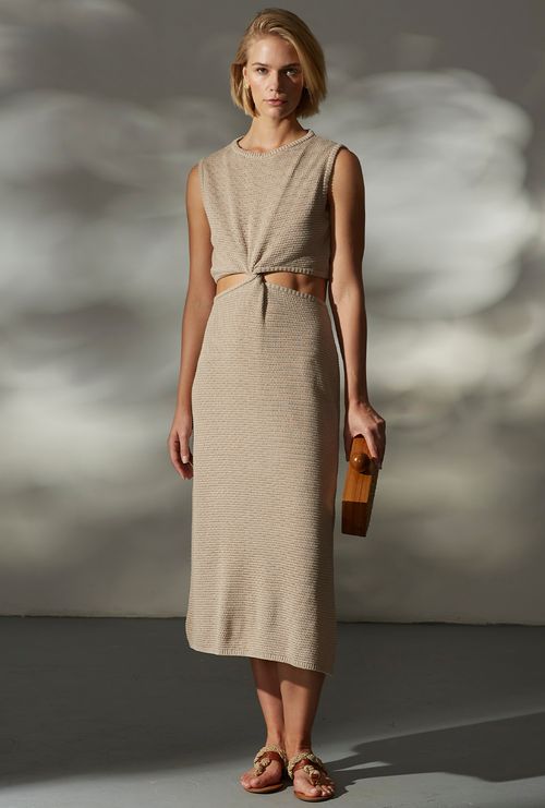 Vestido Agalega Nó Frontal Bege