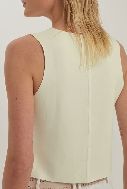 Regata samar cropped malha estruturada viscose vanila
