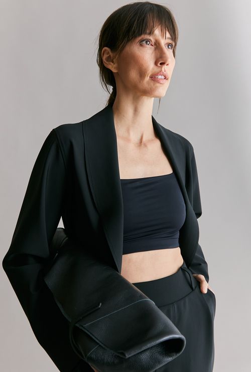 Top Parla Reto em Poliamida Biodegradável Preto