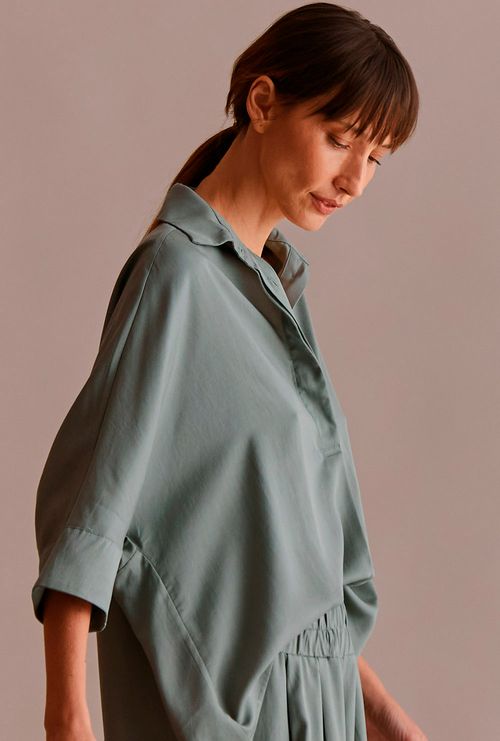 Camisa Tenerife lyocell ampla verde menta