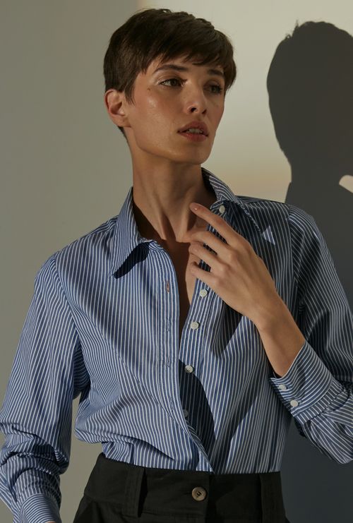 Camisa Alfaiataria Cortona Listra Azul
