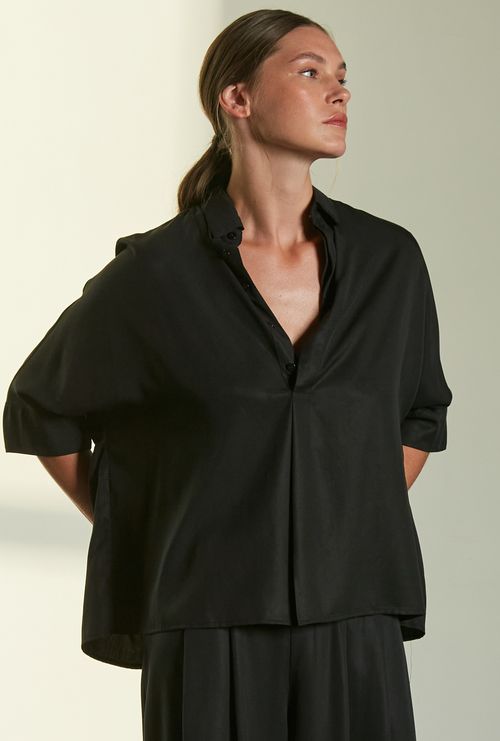 Camisa Tenerife Lyocell Ampla Preto