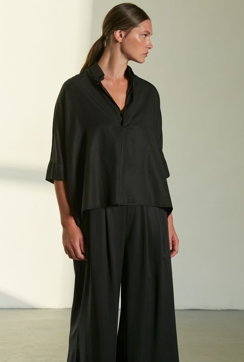 Camisa Tenerife Lyocell Ampla Preto
