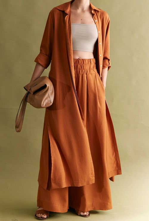 Chemise Myrina em Lyocell Longa Terracota