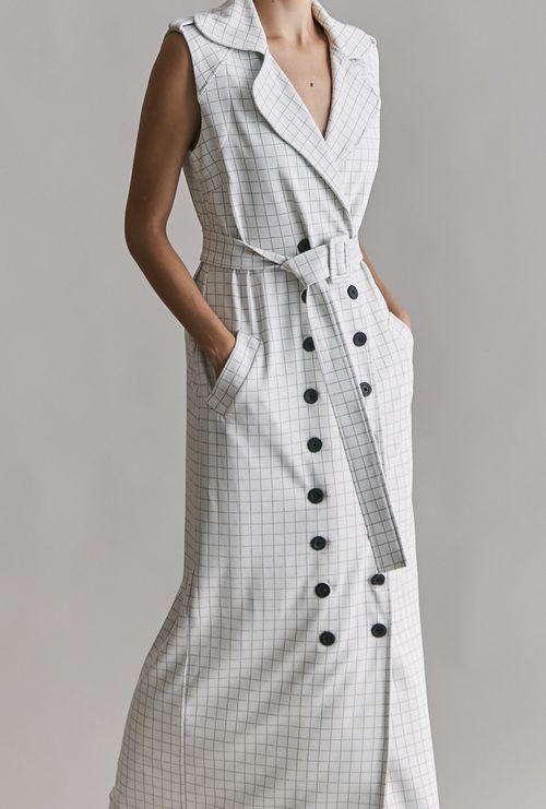 Vestido Babase Quadriculado Preto e Branco