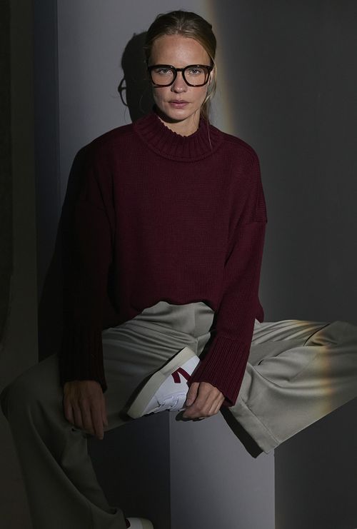 Blusa Honshu Tricot Gola Alta Vinho