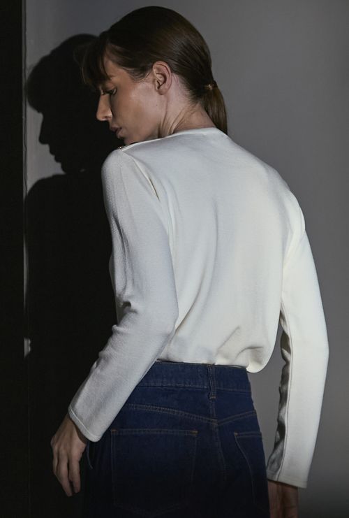 Blusa Belts Tricot Off White