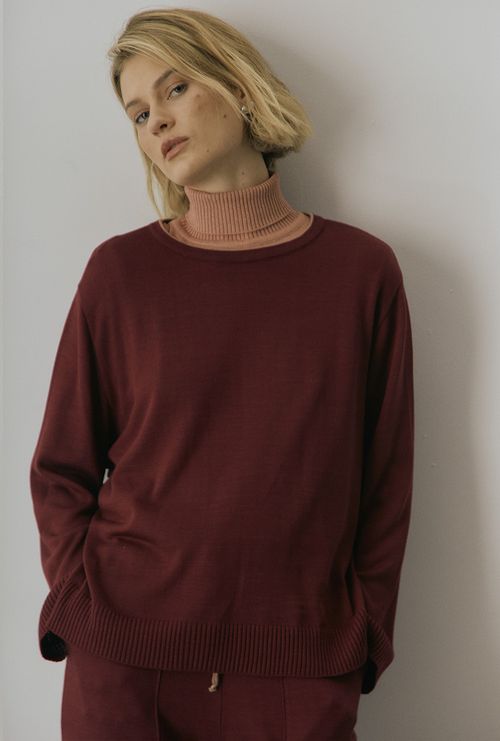 Blusa Borden em Tricot Bordeaux