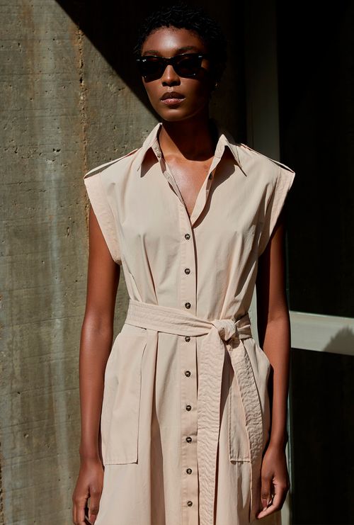 Vestido Midi Cook Bege