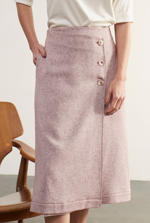 Saia Midi Cos Deslocado Catar Bordeaux