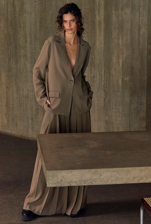 Blazer Carimata Crepe Patou Verde Musgo