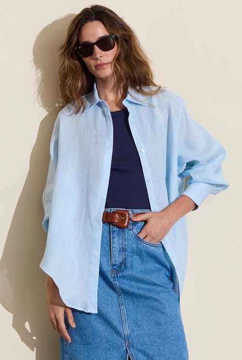 Camisa Oversized Cuba Azul Claro