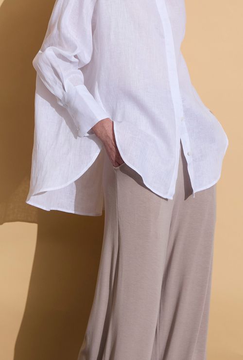 Camisa Cuba Oversized em Linho Branco