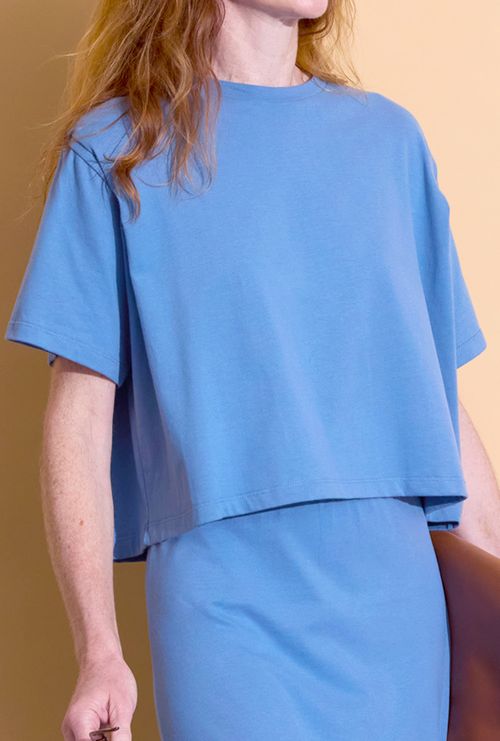Tshirt Ampla Cropped Crimeia Azul