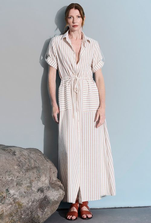 Vestido Longo Camiguin Listra Marrom