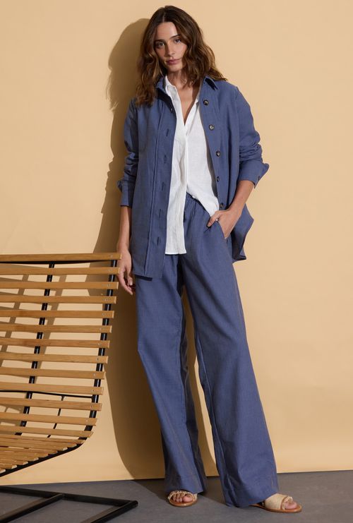 Calca Pantalona Cires Listra Marinho