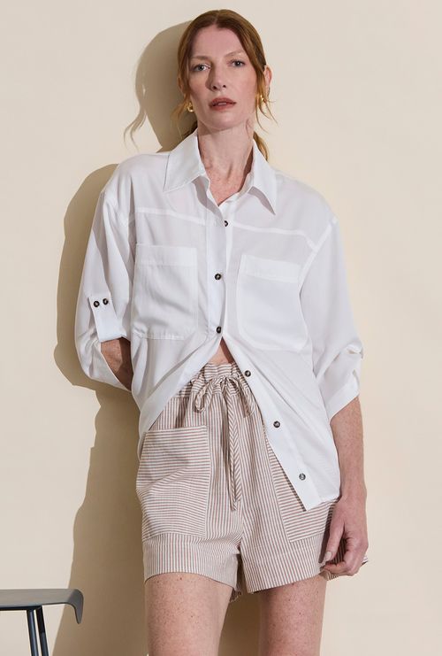 Shorts Ceram Listra Marrom