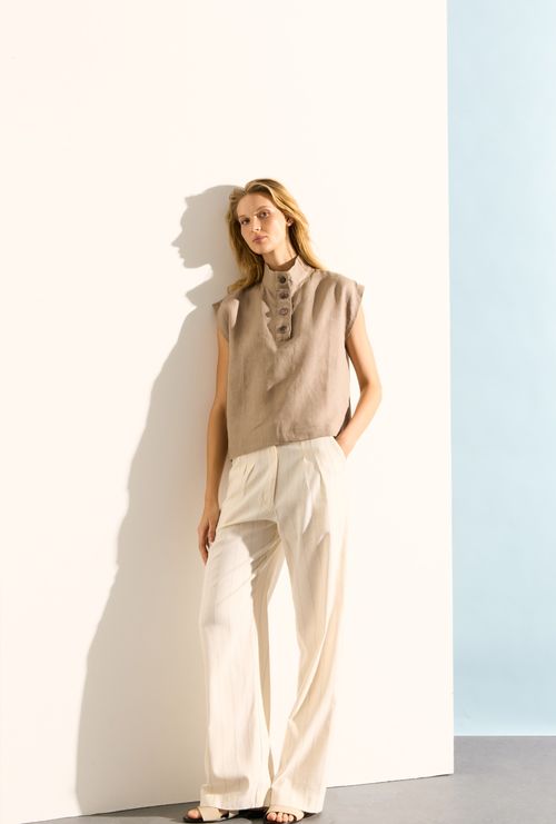 Camisa Tersane em Linho Gola Alta Fendi