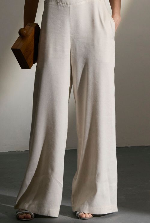 Macacão Pantalona com Pala Carousa Off White