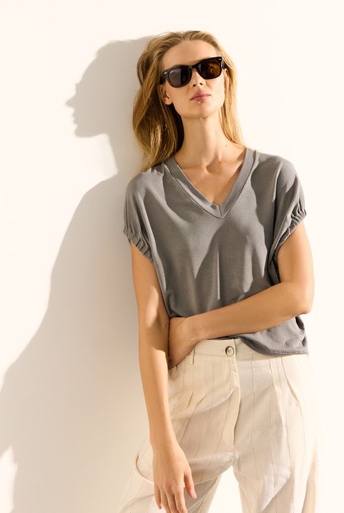 Calça reta alfaiataria canareos listra natural