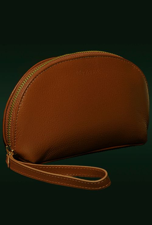 Necessaire em Couro Media Navassa Caramelo