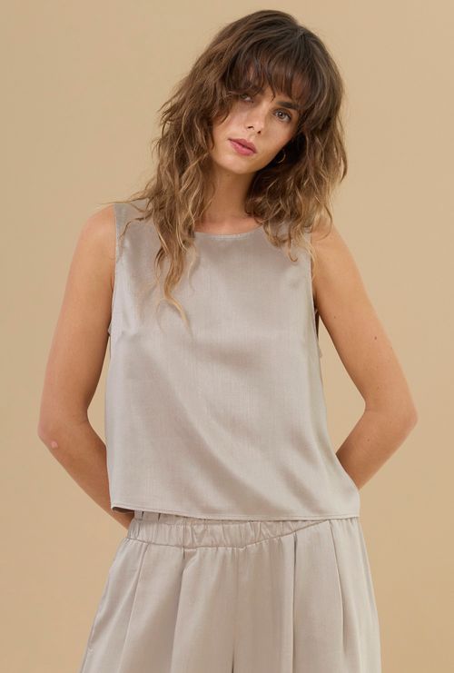 Regata stiniva em lyocell cropped cinza