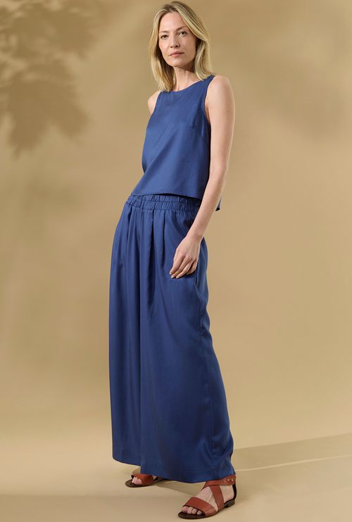 Calça kalyves 100% lyocell  pantalona marinho