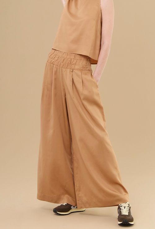 Calça kalyves 100% lyocell  pantalona bege