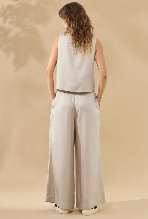 Calça Kalyves Lyocell ´Pantalona Cinza