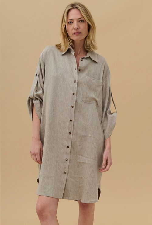 Vestido Chemise Curto Del Rey Caqui