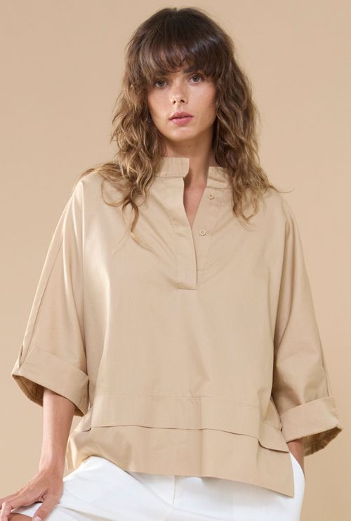 Camisa ml assimetrica dalaque bege