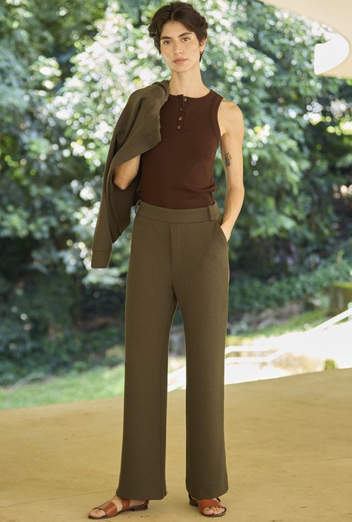 Calça reta Filipinas  verde escuro