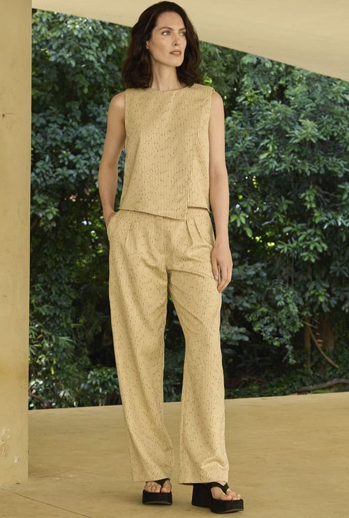 Calca alfaiataria reta Dinamarca listra preta