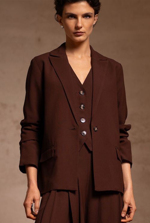 Blazer Carimata crepe patou marrom