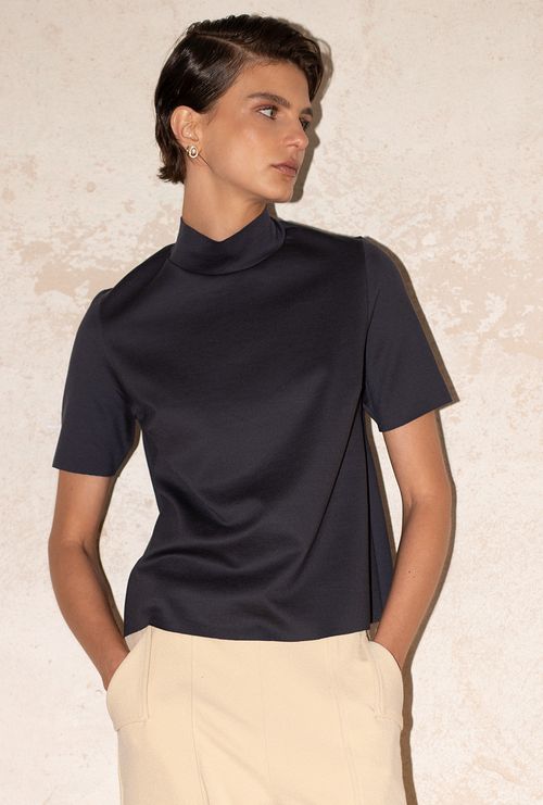 Blusa Bolama gola alta azul noite