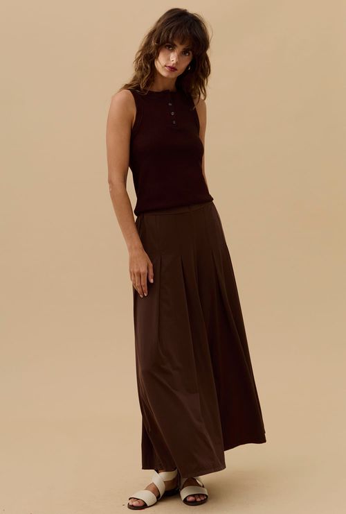 Calca Pantacourt Daito Marrom