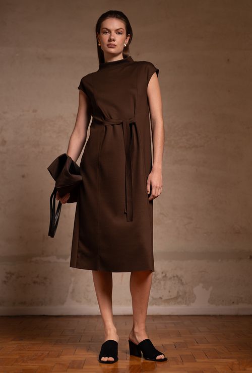 Vestido Formosa Lyocell Marrom Cafe
