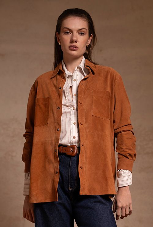 Camisa de Couro Chamois Folly Caramelo