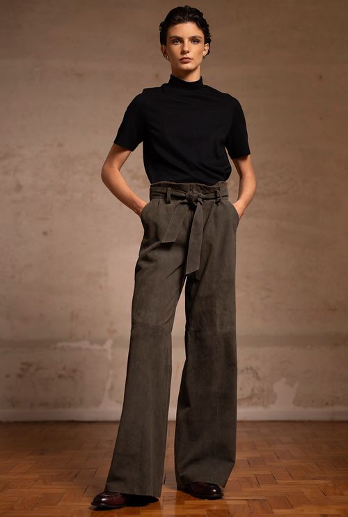 Calça de Couro Chamois Fenua Verde