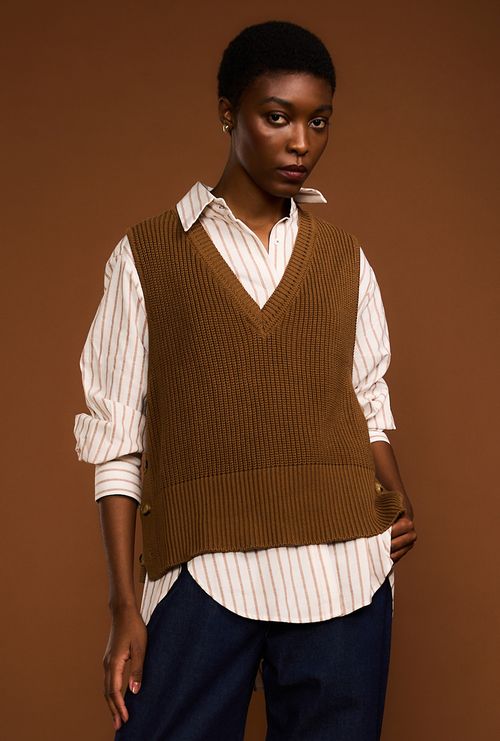 Camisa Oversized Caulker Listra Marrom