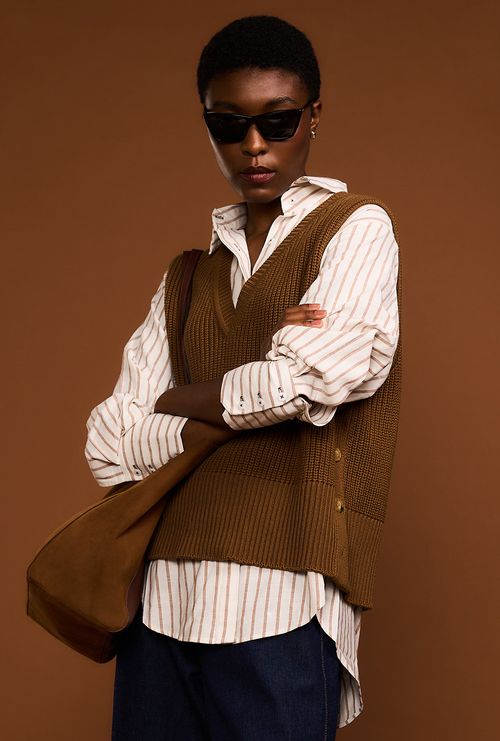 Camisa Oversized Caulker Listra Marrom