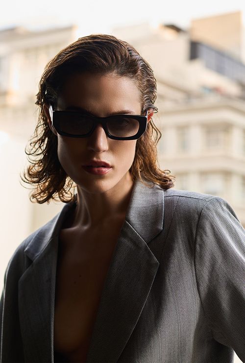 Blazer Grecia Oversized Chevron Cinza